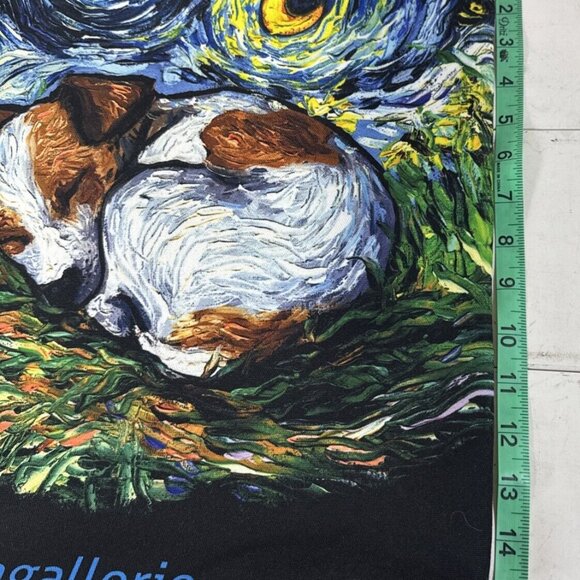 Lumagallerie Sleepy Jack Russel Pup Night Aja Terrier Black Canvas Bag - Picture 4 of 11